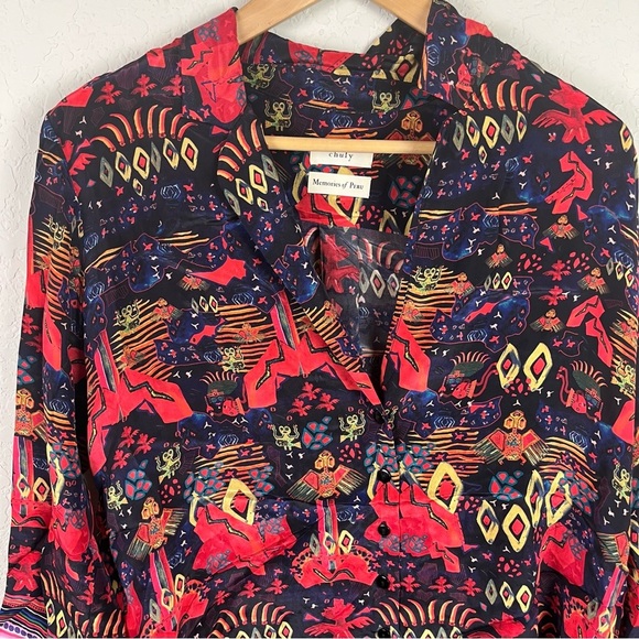 Chufy Memories Of Peru Top Blouse Print Button Down - Picture 4 of 11